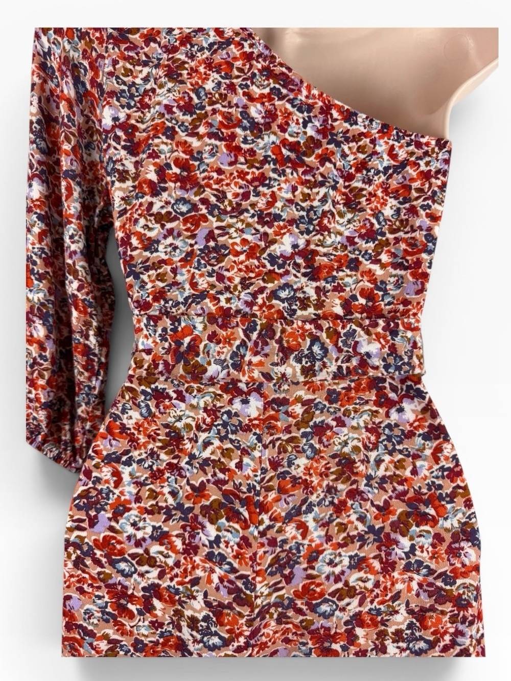 American Eagle Floral One Shoulder Midi Dress Tie Waist Boho Size Small - Picture 6 of 7